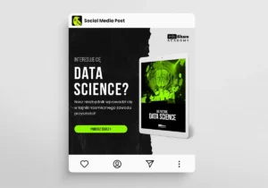 Projekt posta social media dla infoShare Academy promującego bezpłatny niezbędnik Data Science do pobrania.